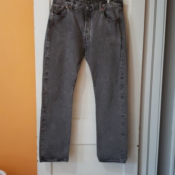 LEVI'S  501 Black Gray Stonewash Jeans 36x34 - Picture 2 of 10